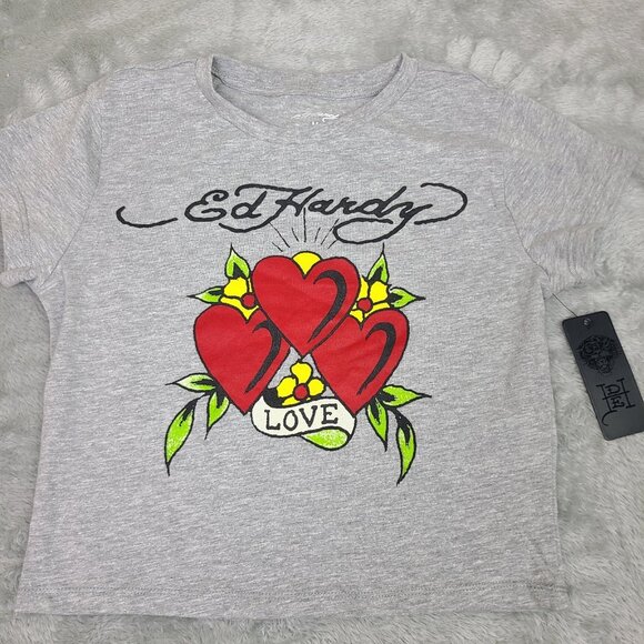Ed Hardy T Shirt Kids Size Medium Love BitesOn Front Logo - Picture 1 of 8